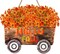 10PCS Artificial Fall Flowers for Outdoors, UV Resistant Faux Silk Mums & Eucalyptus Plants, Orange Fake Outdoor Flowers for Porch, Patio, Window Boxes, Garden, Halloween, Thanksgiving & Autumn Decorations